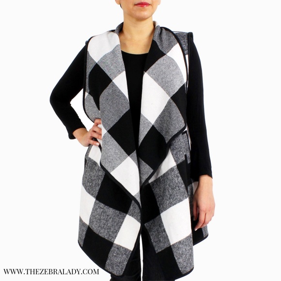 Jackets & Blazers - Buffalo Check Black White Vest